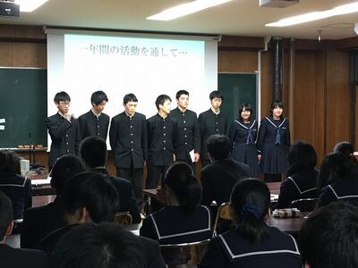 木材加工班の発表（1年間の活動のまとめ）
